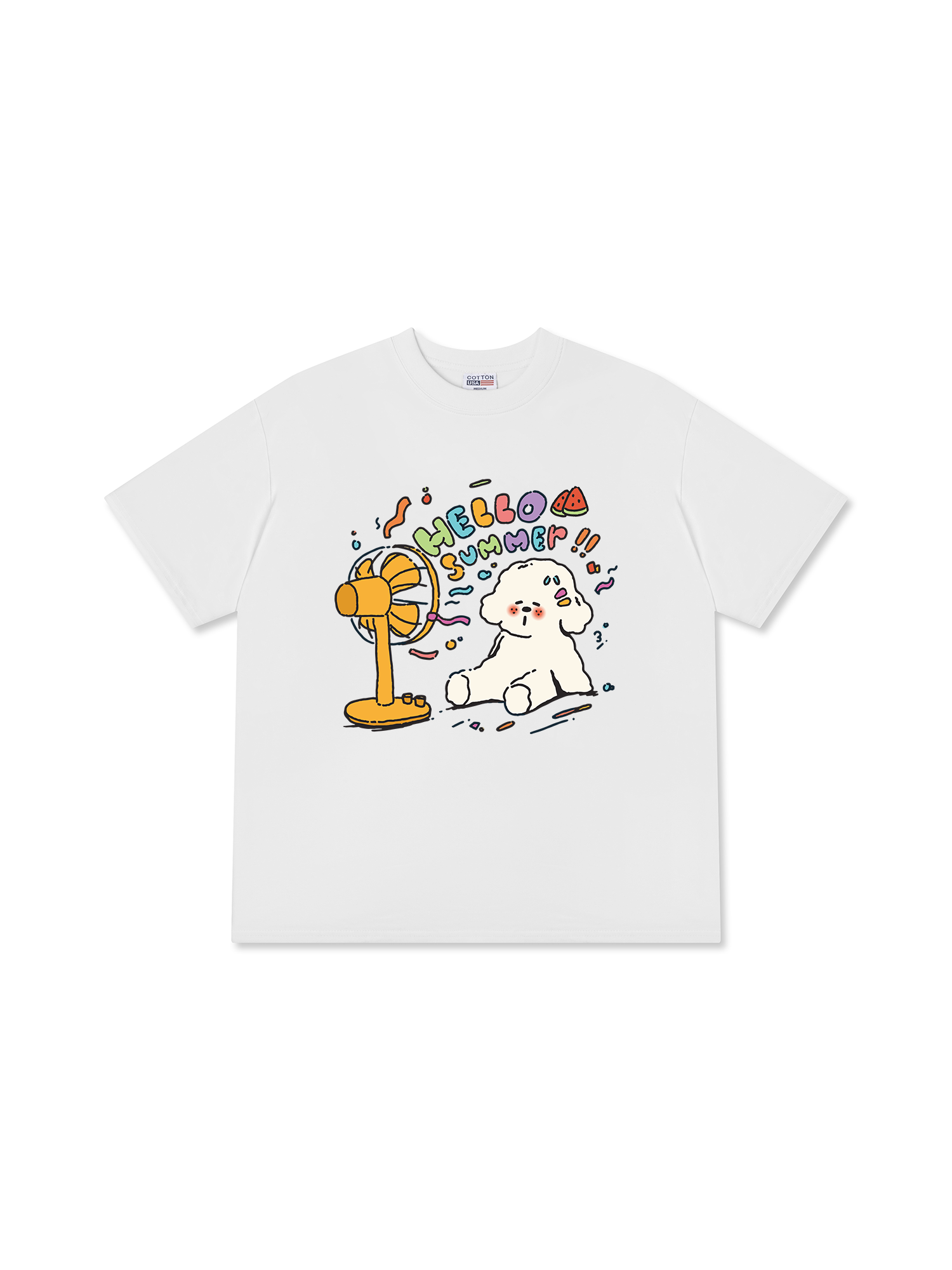 Áo Thun Relaxed Fit Tropical Hello Summer Cute Dog