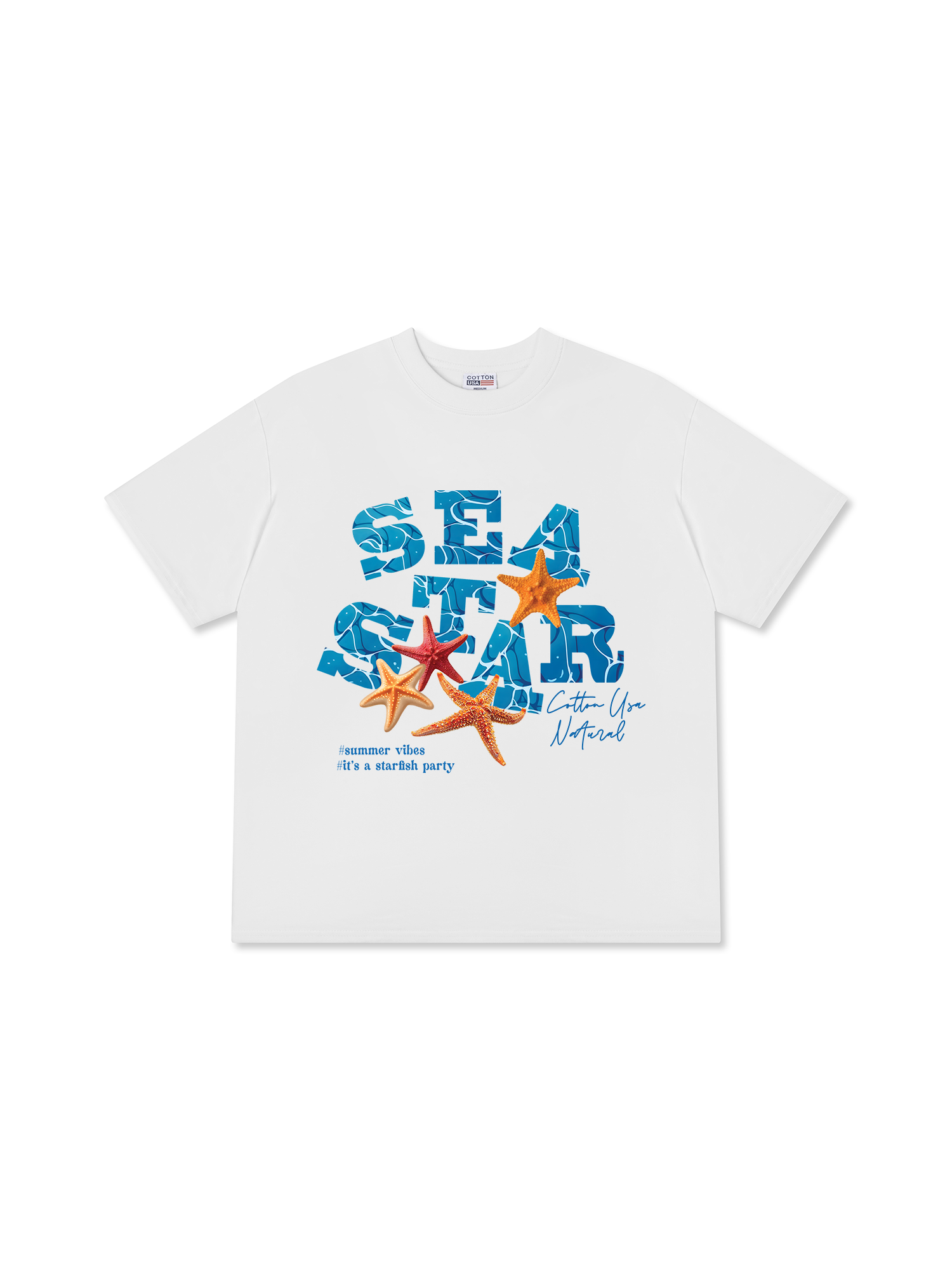 Áo Thun Relaxed Fit Tropical Starfish Parrty Sea Water