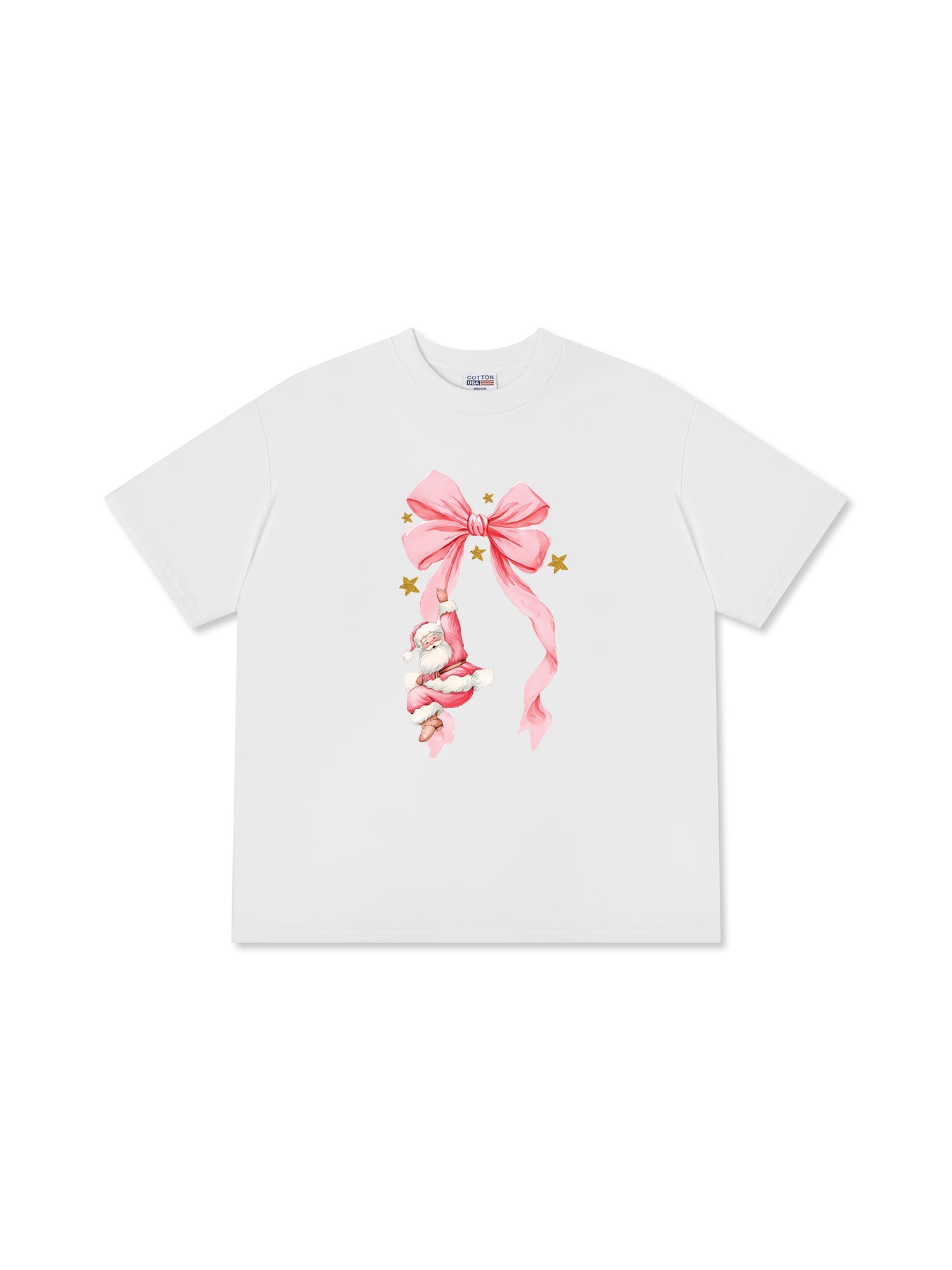 Áo Thun Relaxed Fit Xmas Pink Bow With Santa
