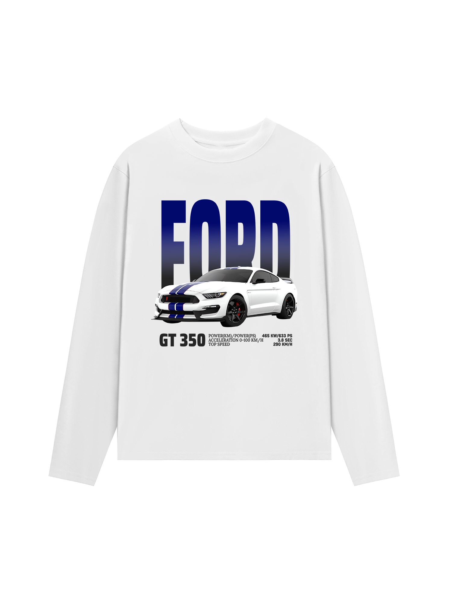 Áo Thun Dài Tay Ford GT 350 White Blue
