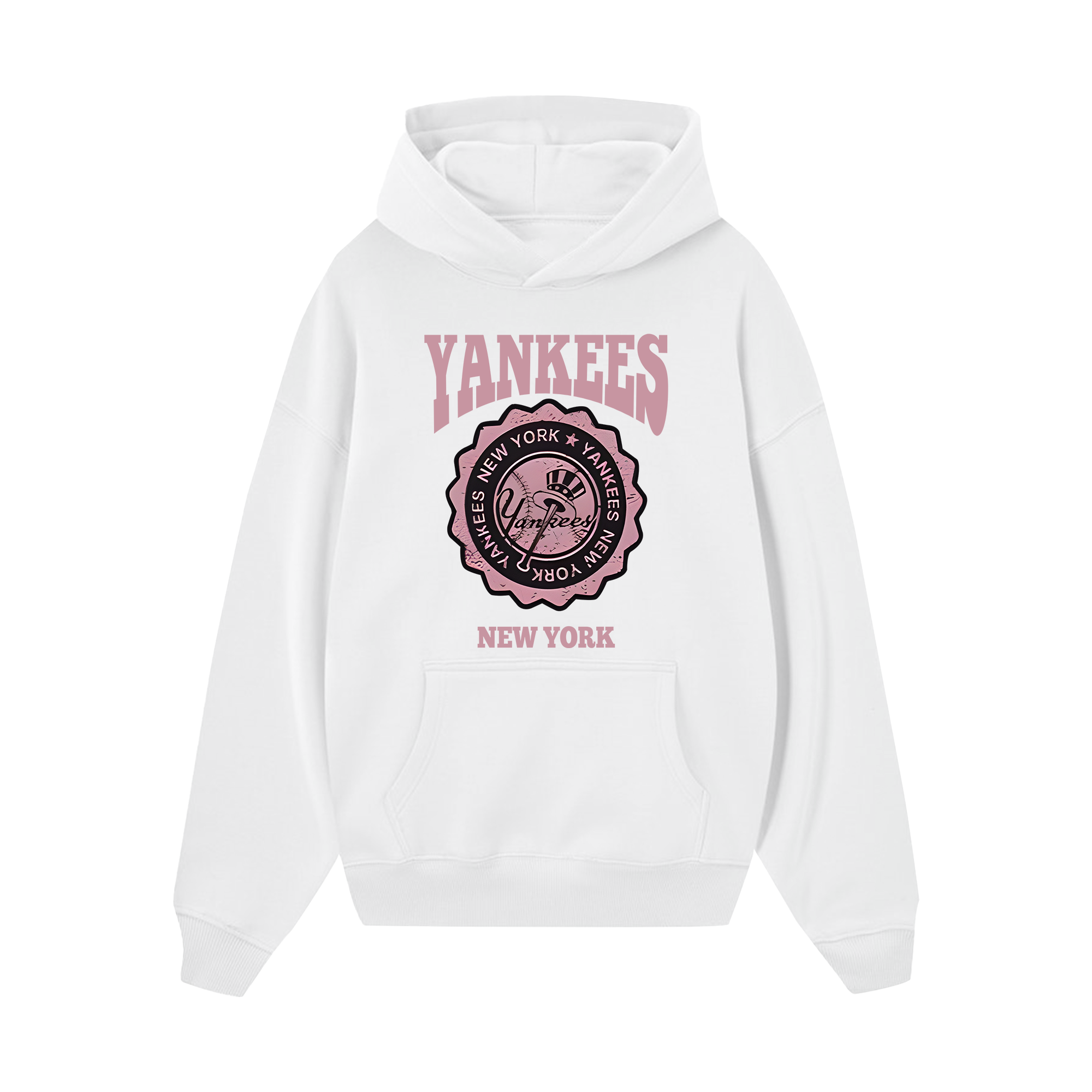 MLB Floral Yankees Retro Pink Logo Hoodie