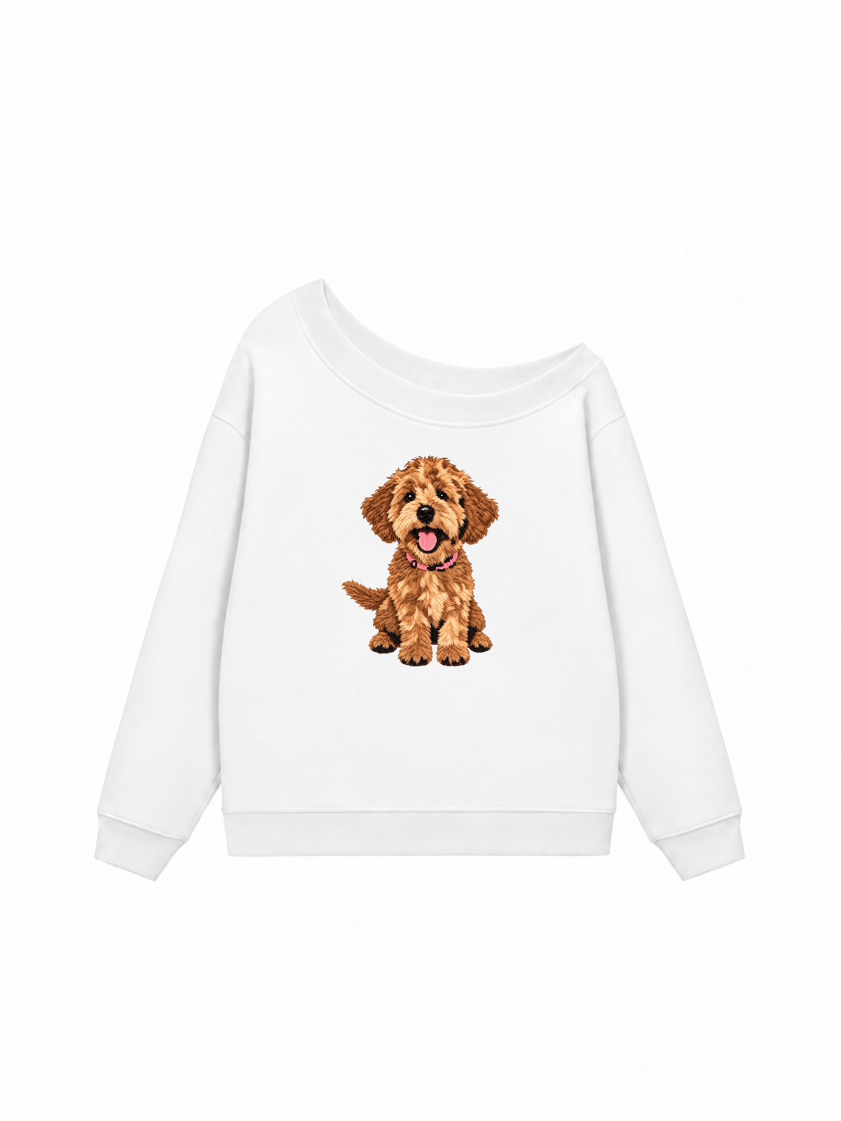 Áo Sweater Lệch Vai Nỉ Hai Da  Cute Brown Puppy