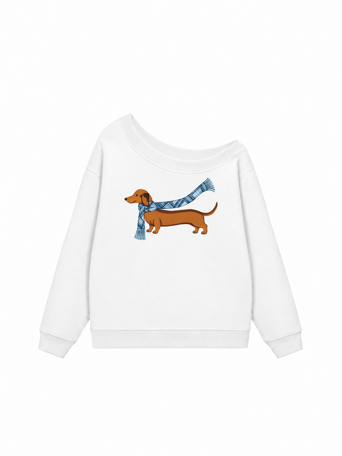 Áo Sweater Lệch Vai Nỉ Hai Da  Blue Plaid Outfit Puppy