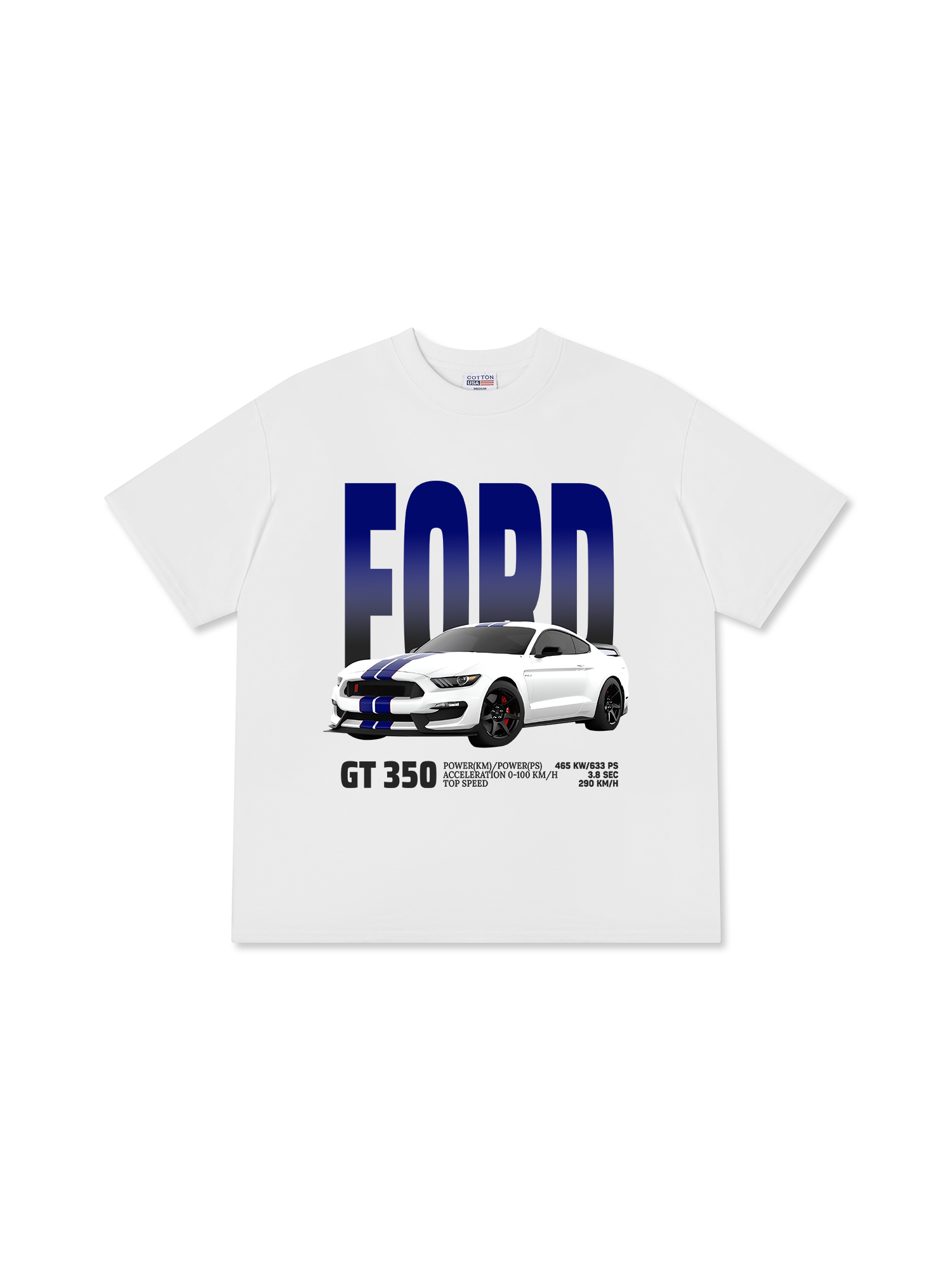 Áo Thun Relaxed Fit Ford GT 350 White Blue