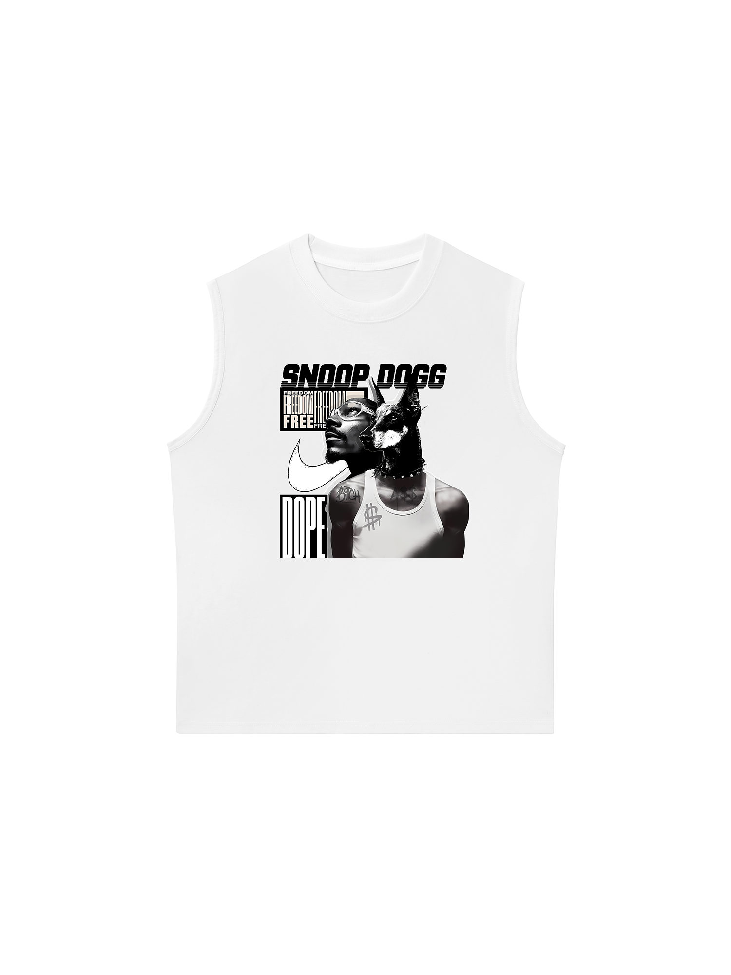 Áo Ba Lỗ Relaxed Fit Black And White Snoop Dog