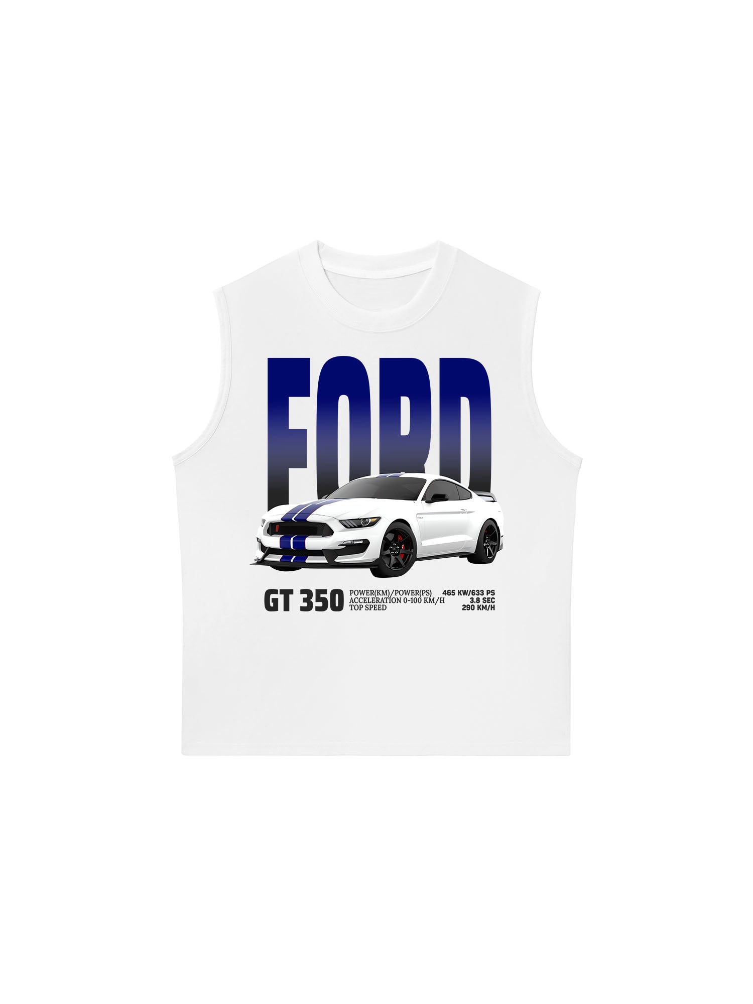 Áo Ba Lỗ Relaxed Fit Ford GT 350 White Blue