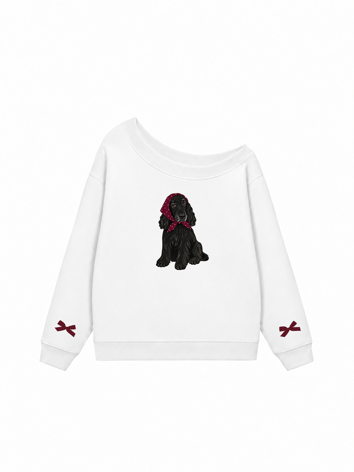 Áo Sweater Lệch Vai Nỉ Hai Da  Burgundy Badana Puppy