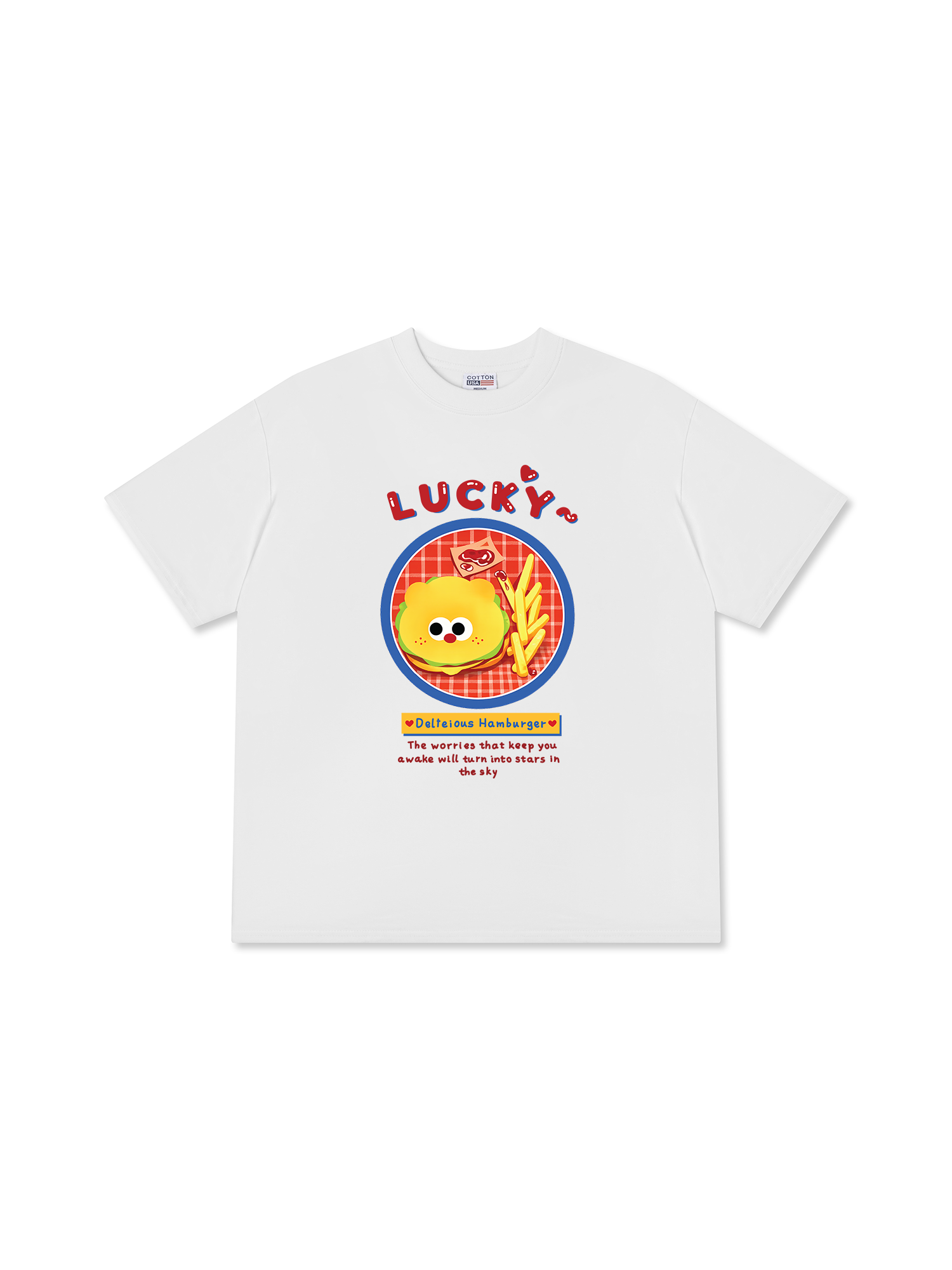Áo Thun Relaxed Fit Yummy Mood Lucky Hamburger