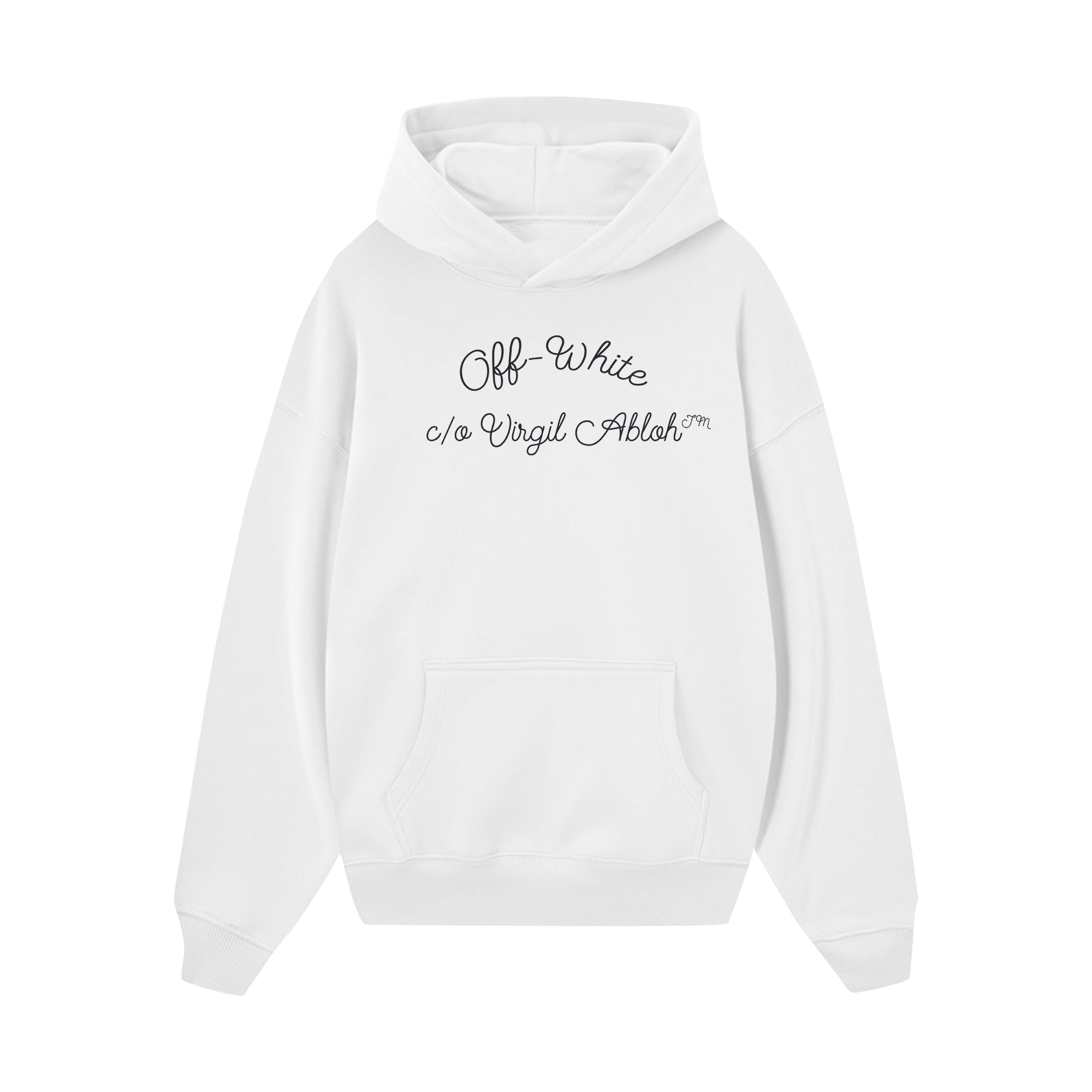 Off White Embr Script Type Fitted Hoodie