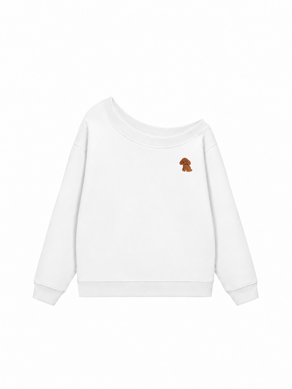 Áo Sweater Lệch Vai Nỉ Hai Da Cute Brown Puppy