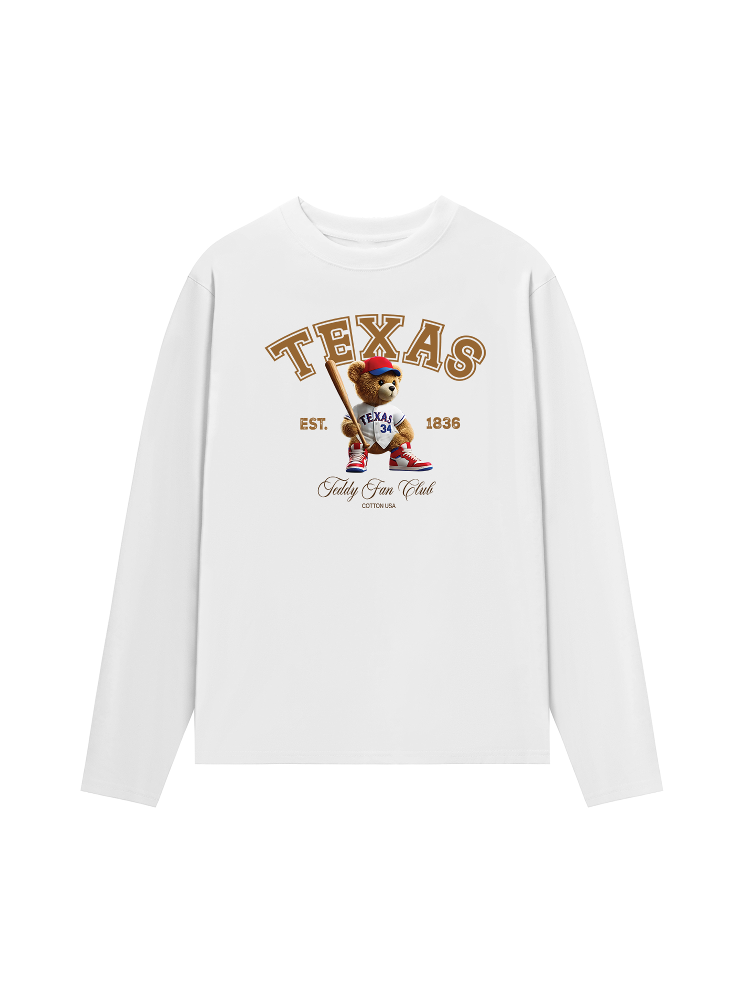 Áo Thun Dài Tay Baseball Texas Teddy Fan Club