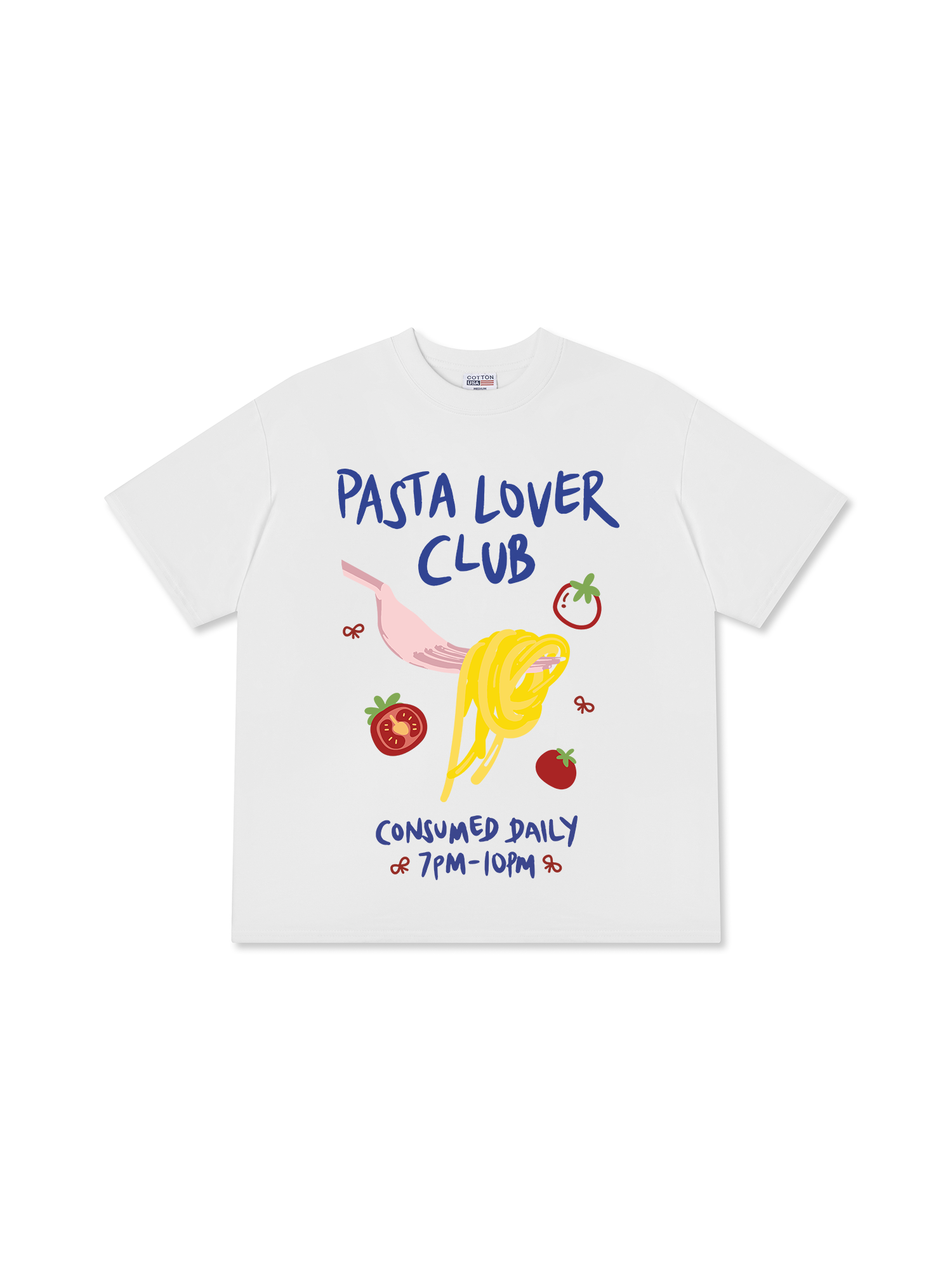 Áo Thun Relaxed Fit Yummy Mood Cute Pasta Lover Club