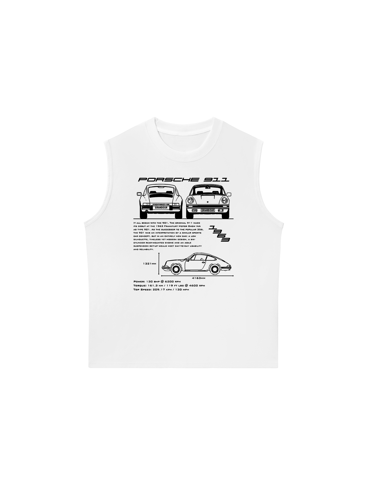 Áo Ba Lỗ Relaxed Fit Porsche 911 Blueprint