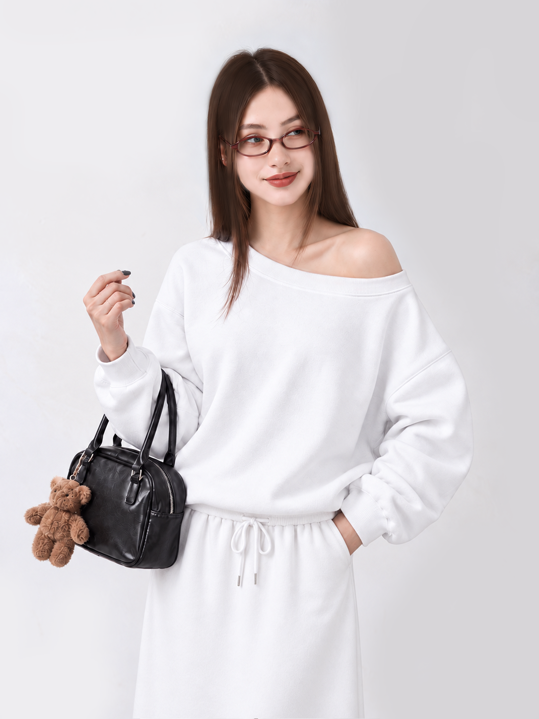 Áo Sweater Lệch Vai Nỉ Hai Da Cotton USA Basic