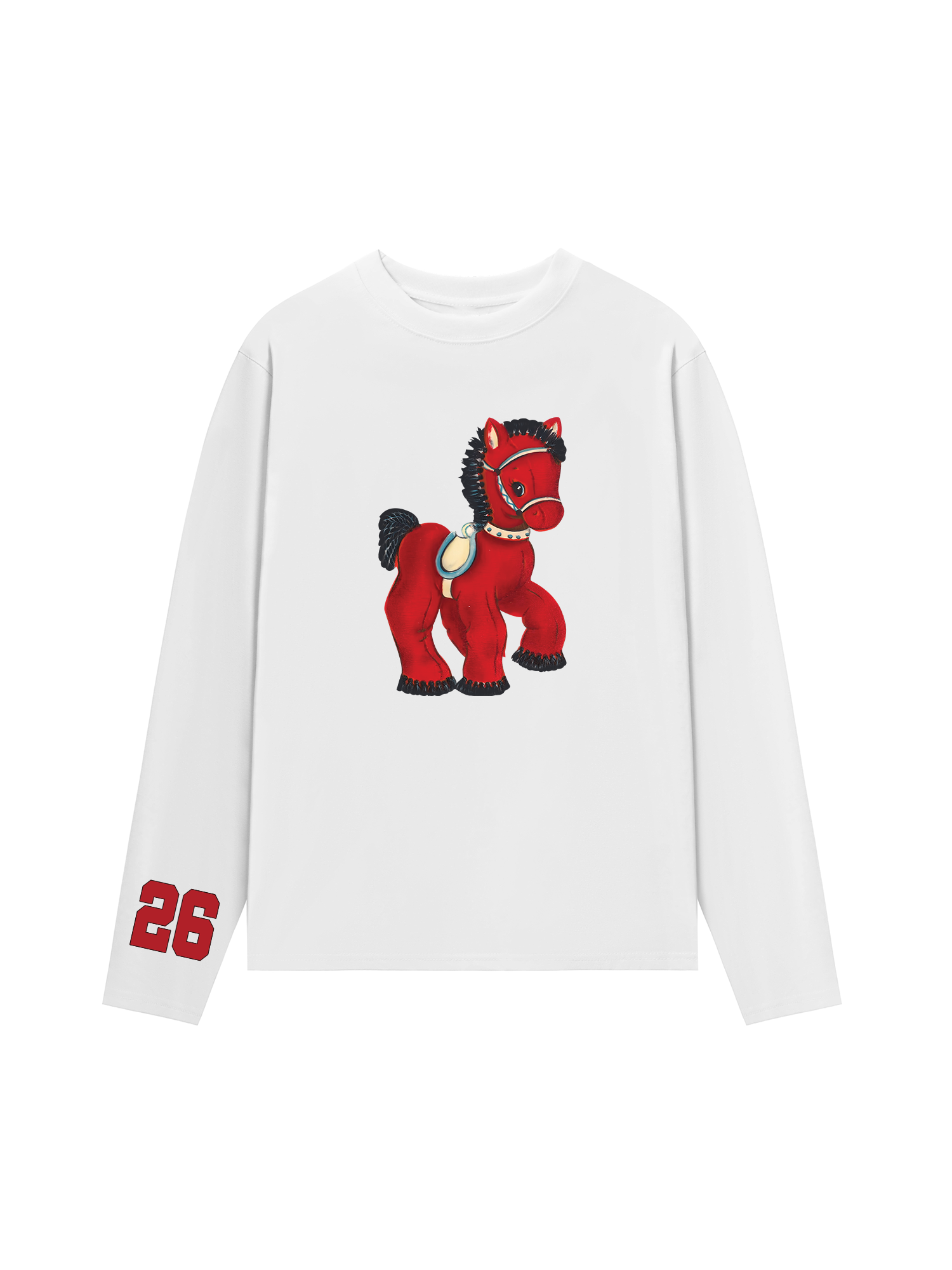 Áo Thun Dài Tay Retro Red Horse