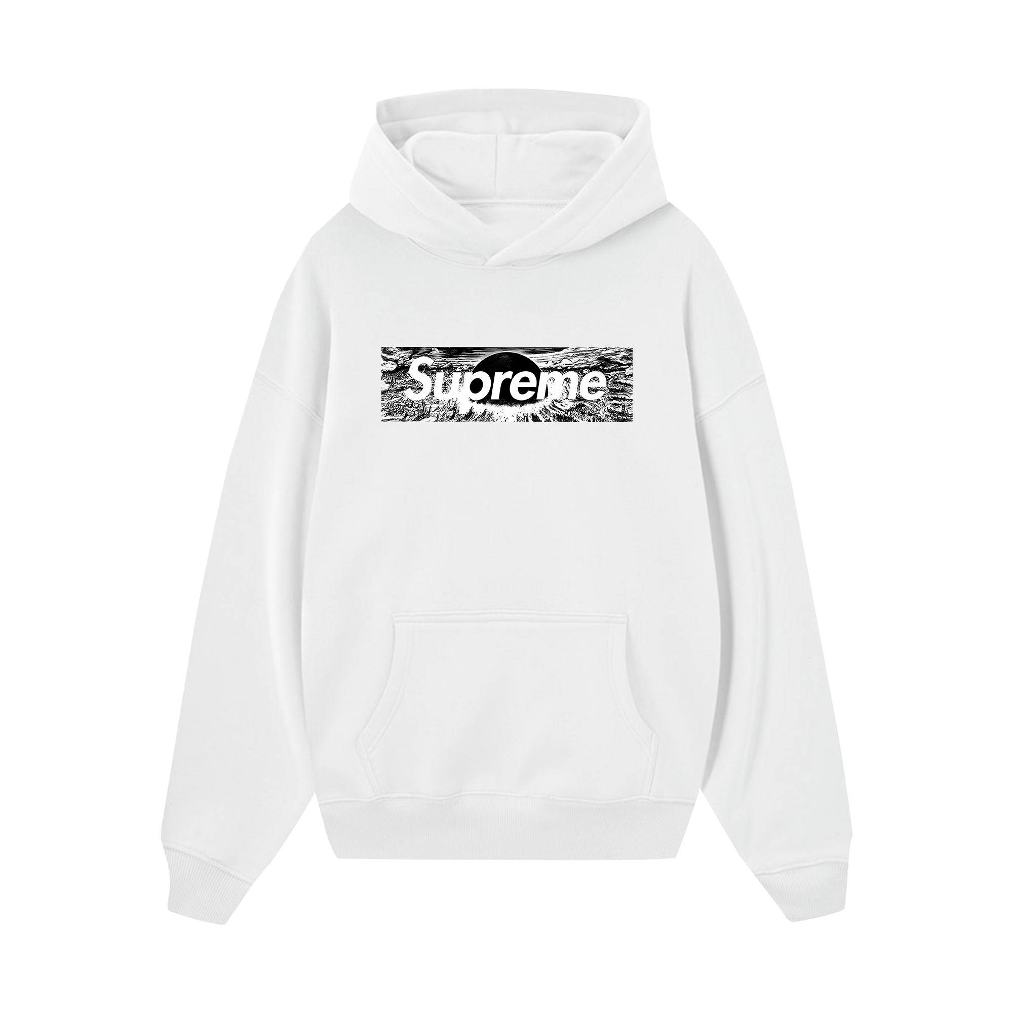 Supreme Black White Logo Hoodie