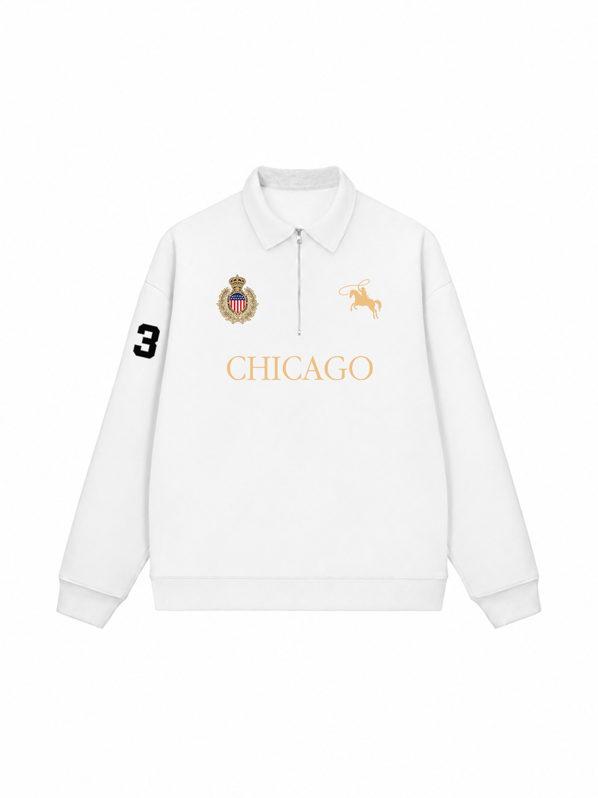 Áo Sweater Polo Nỉ Hai Da Vintage Chicago