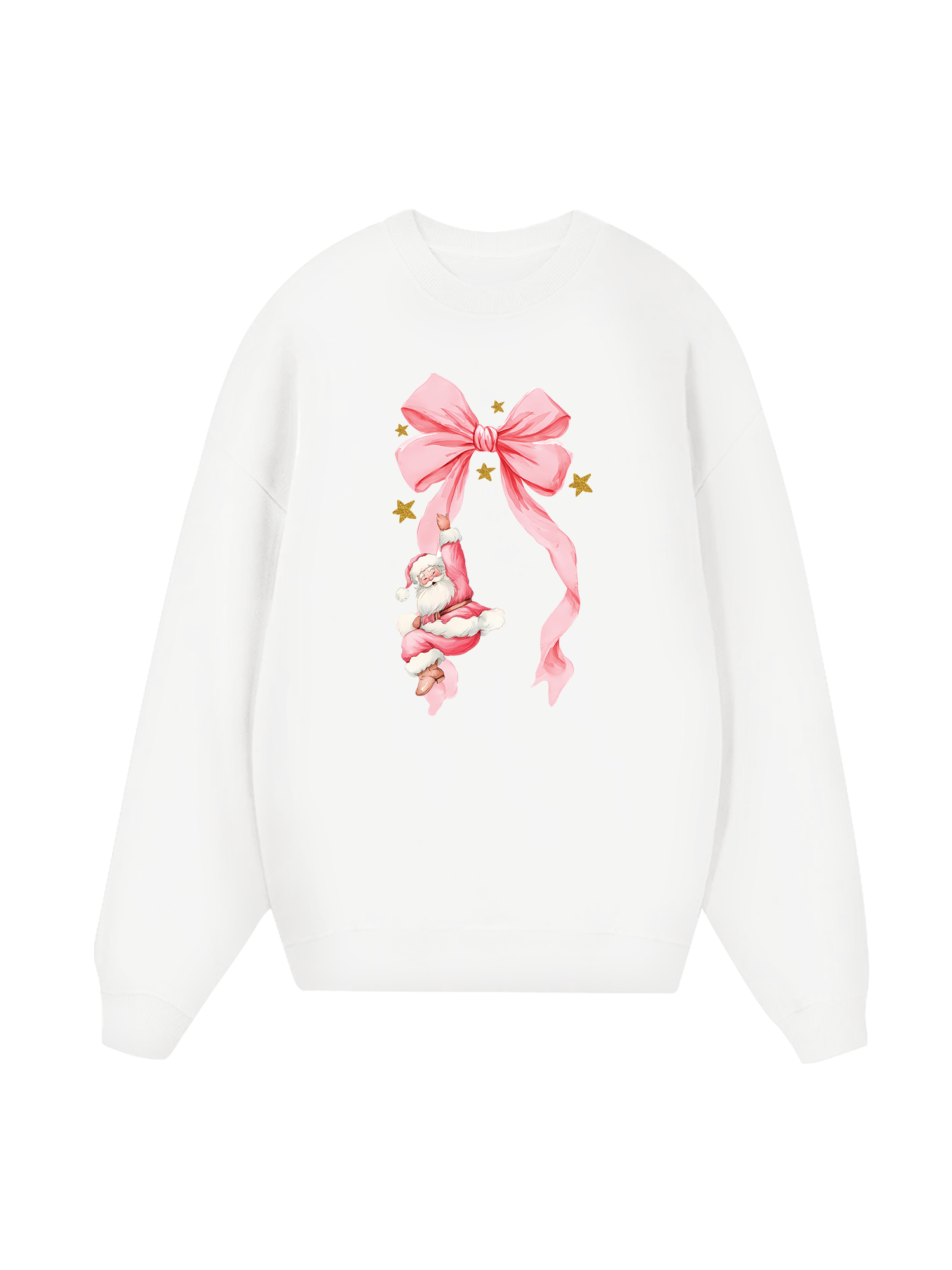 Xmas Pink Bow With Santa Sweater