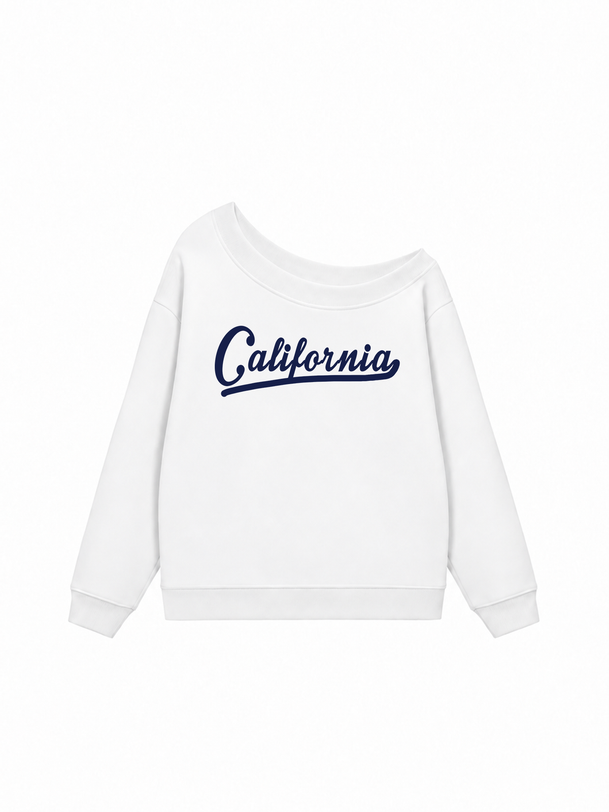 Áo Sweater Lệch Vai Nỉ Hai Da USA Califorinia Blue