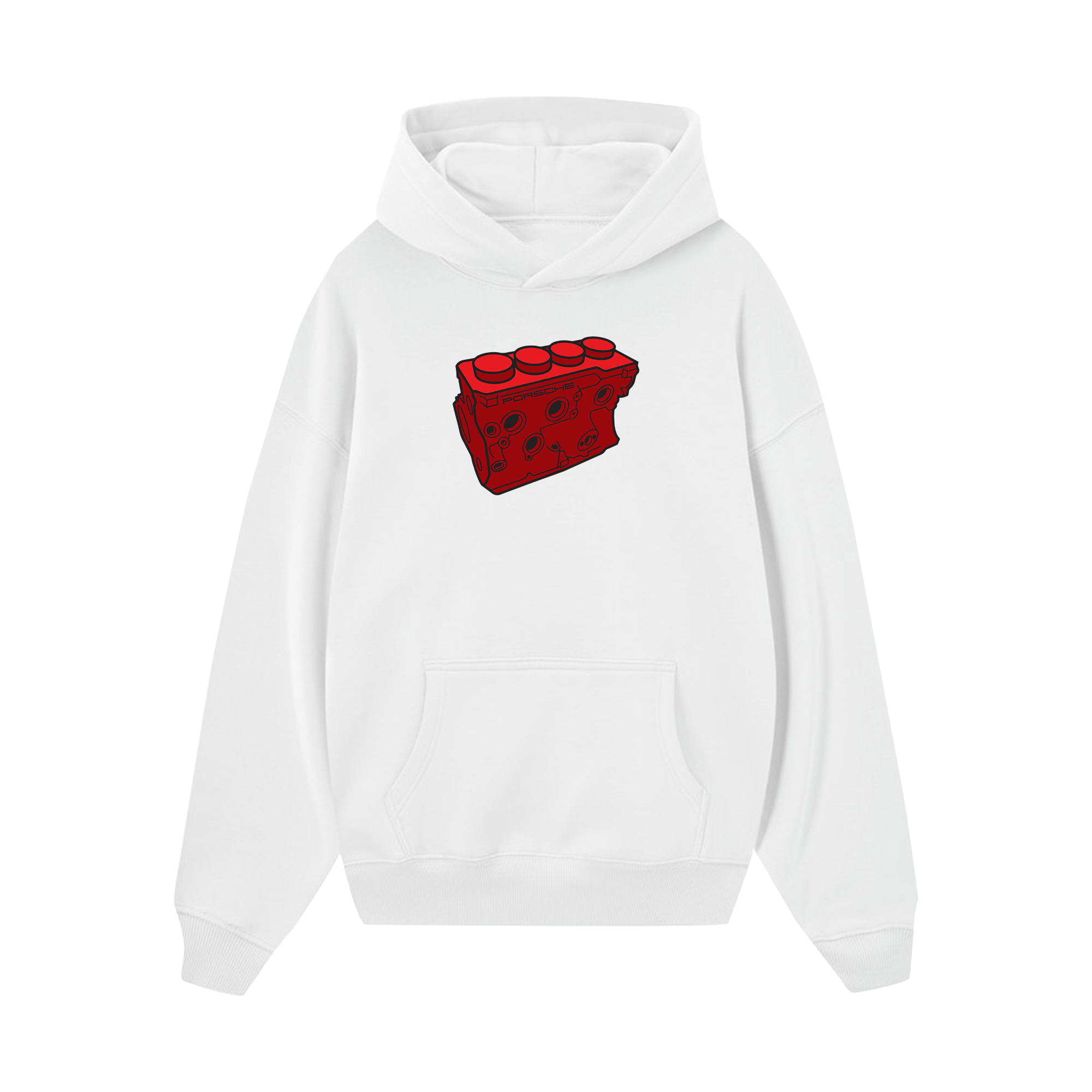 Porsche Red Lego Engine Hoodie