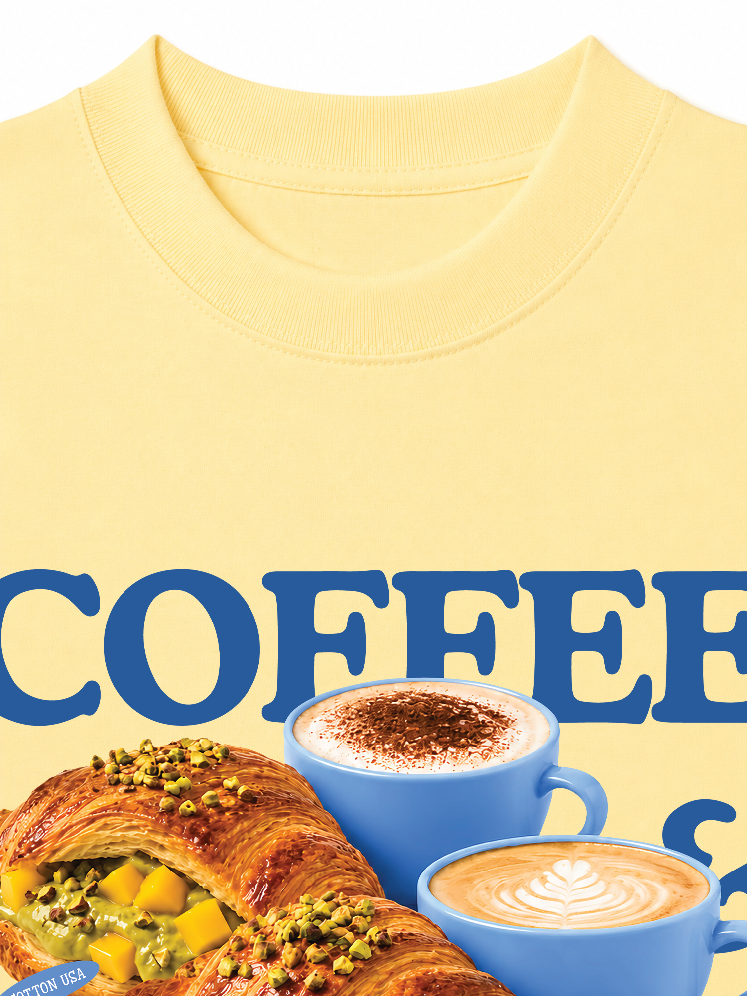 Áo Thun Relaxed Fit Yummy Mood Coffee Croissant