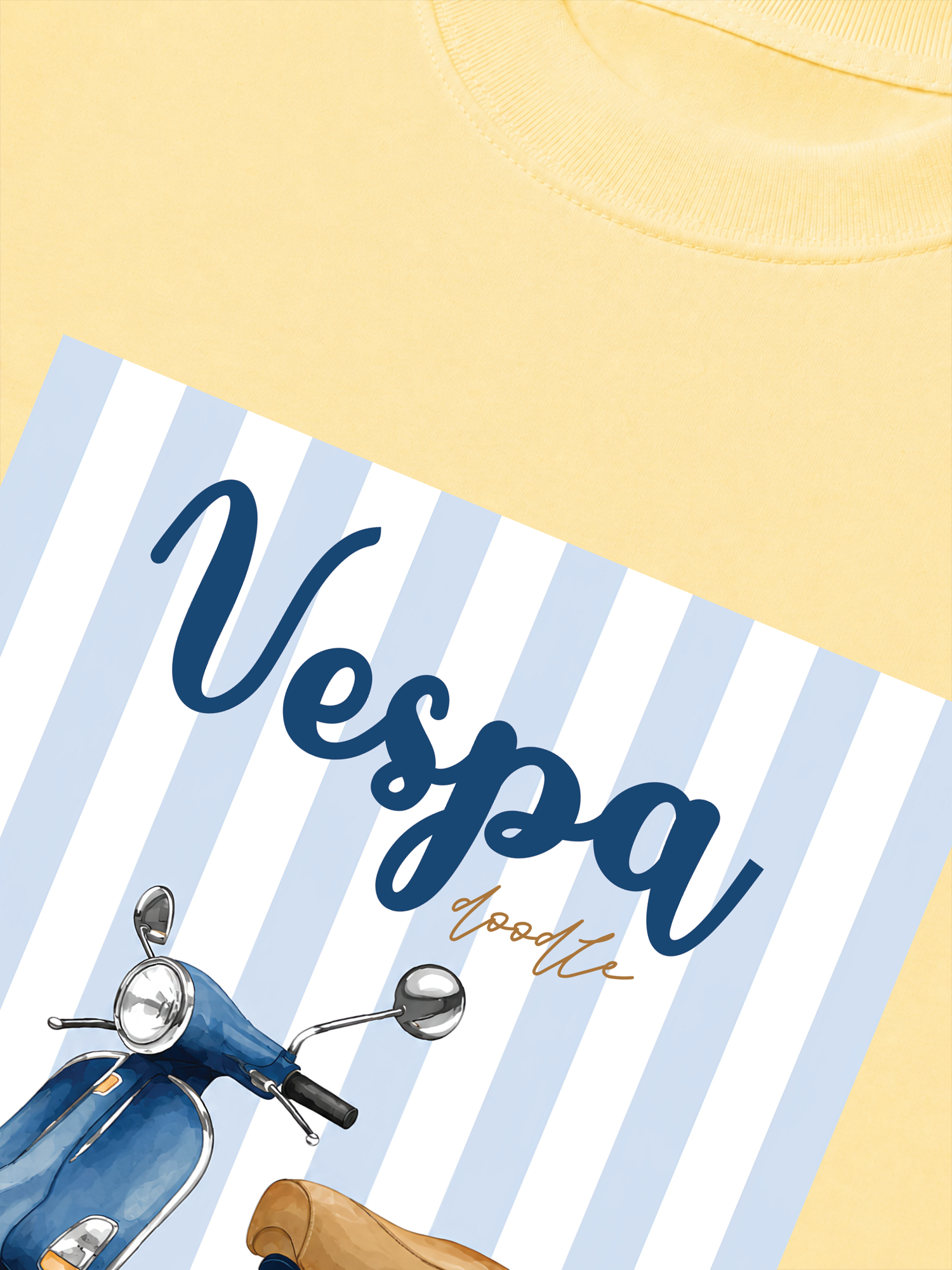 Áo Thun Relaxed Fit Motobike Vespa Doodle
