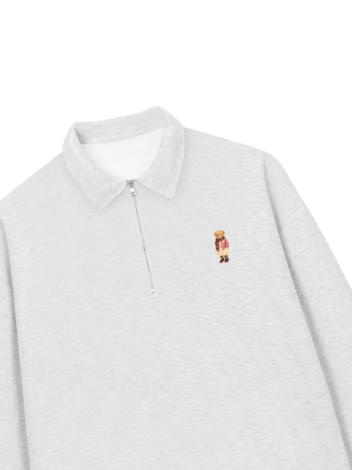 Áo Sweater Polo Nỉ Hai Da Pink Girl Bear