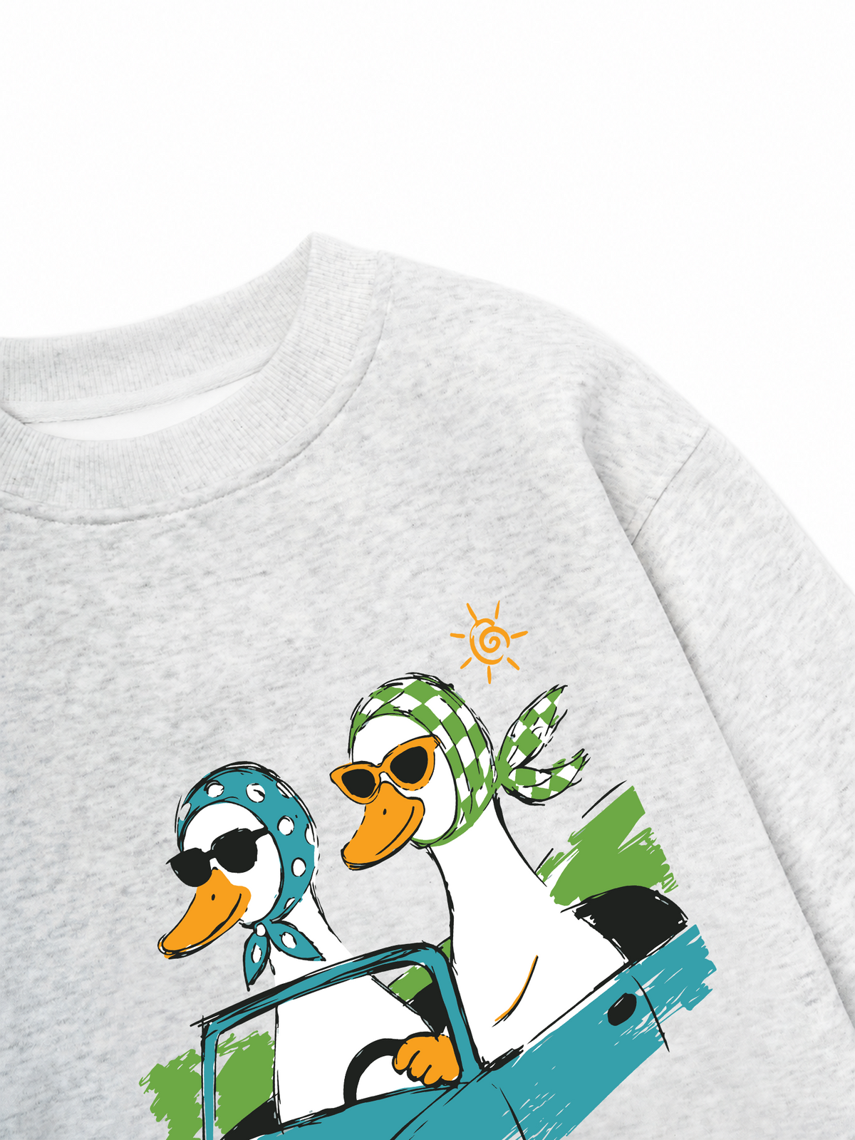 Áo Sweater Nỉ Hai Da Farm Duck Driving