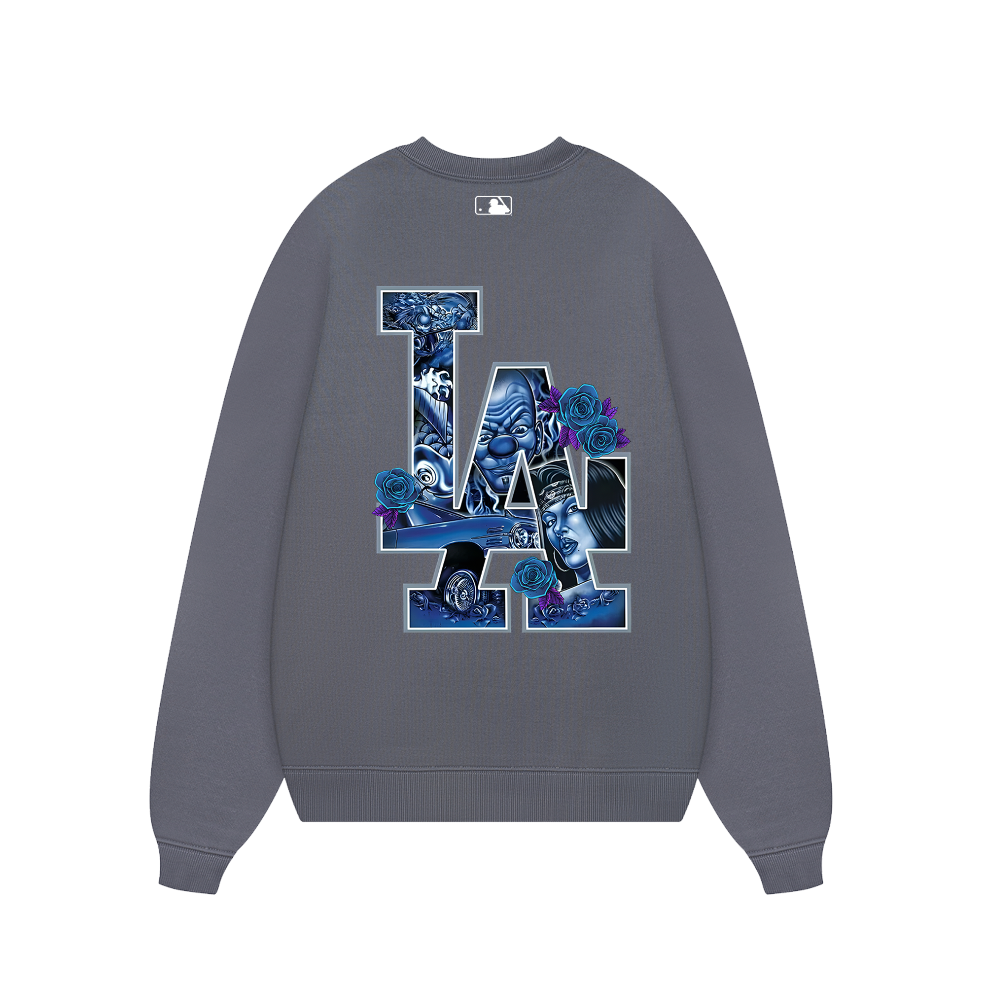 MBL FLoral Blue Rose Gangster Sweater