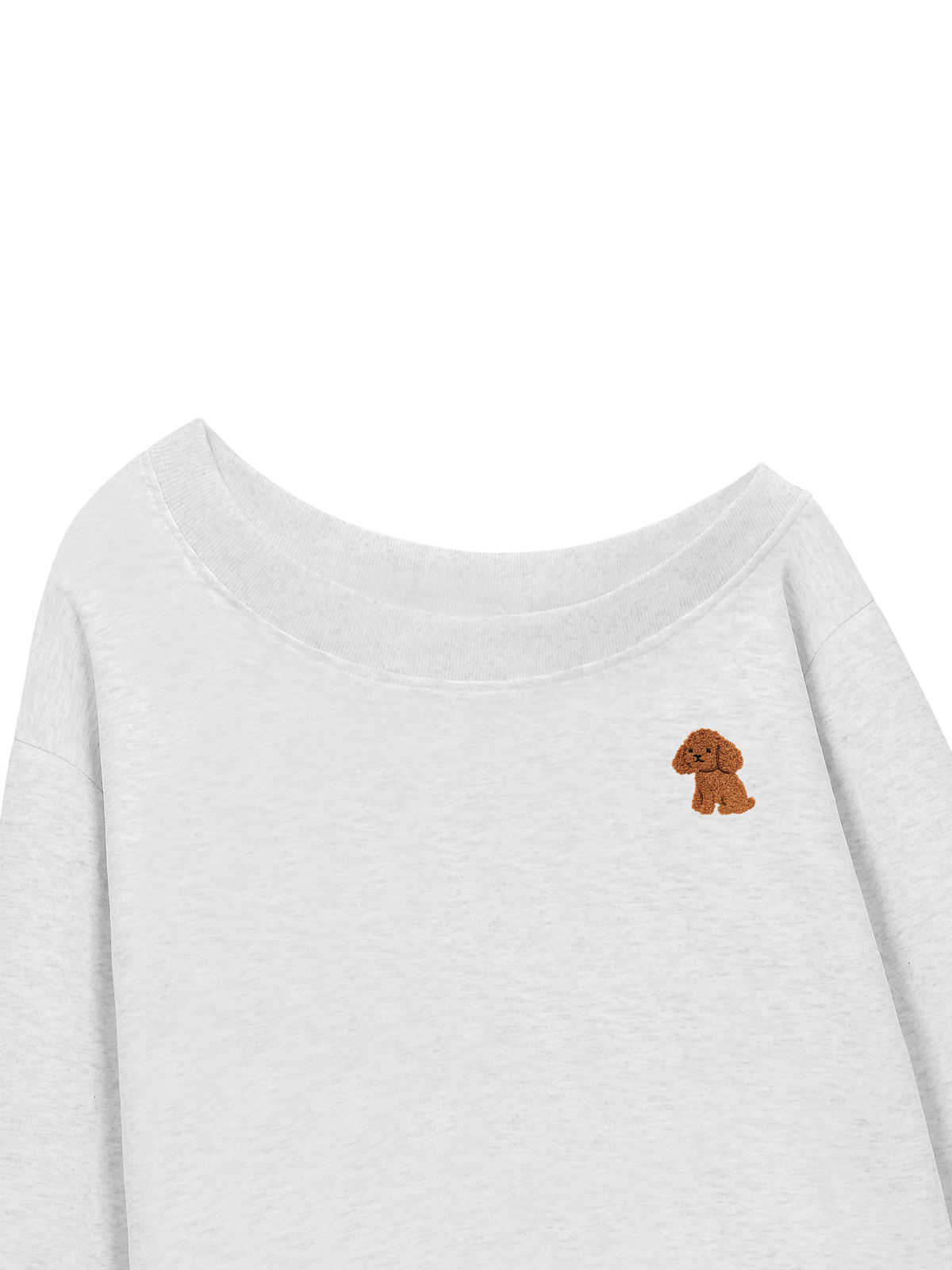 Áo Sweater Lệch Vai Nỉ Hai Da Cute Brown Puppy