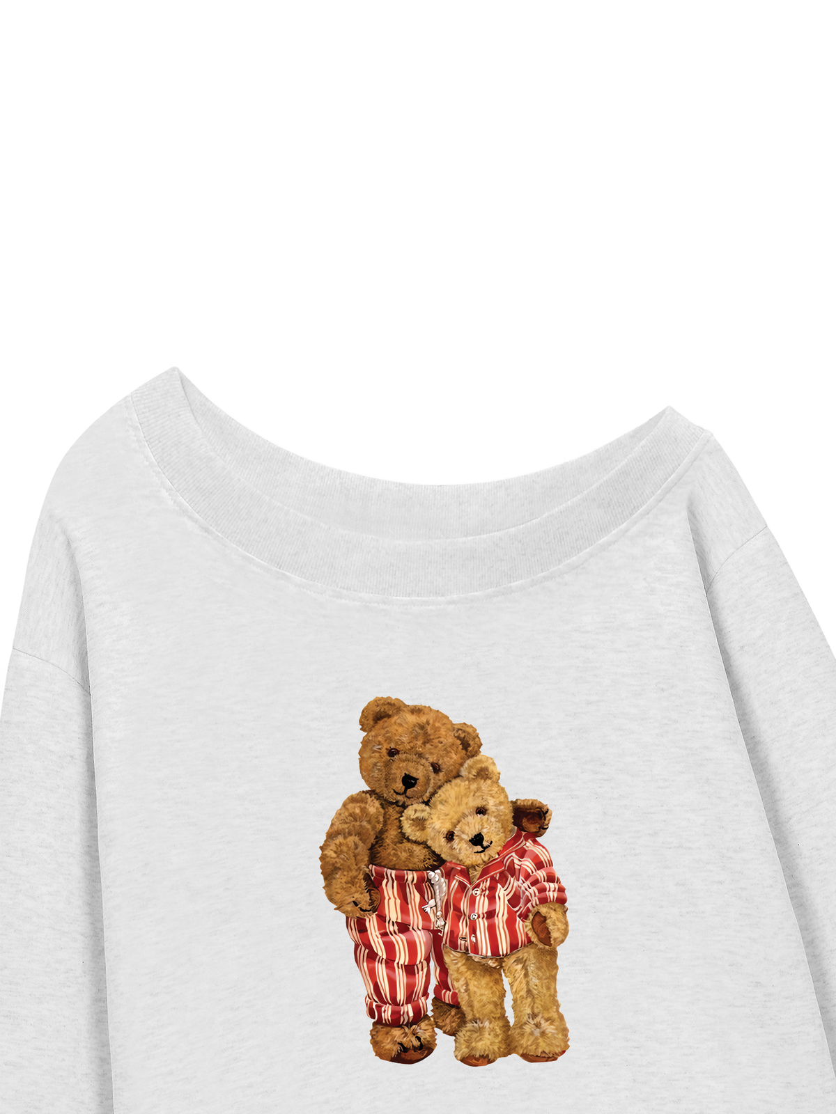 Áo Sweater Lệch Vai Nỉ Hai Da Couple Bear Go To Bed