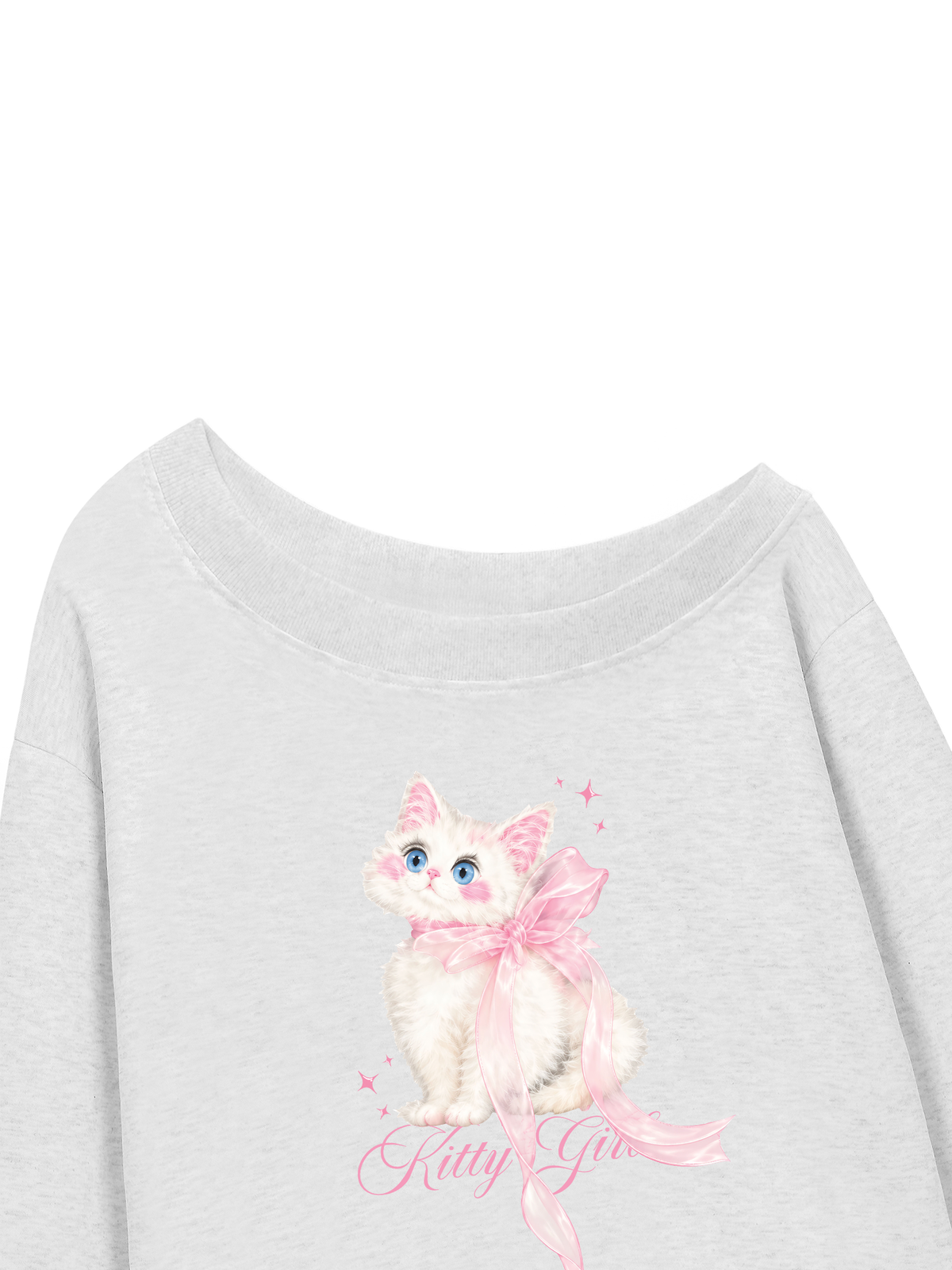 Áo Sweater Lệch Vai Nỉ Hai Da Kitty Girl