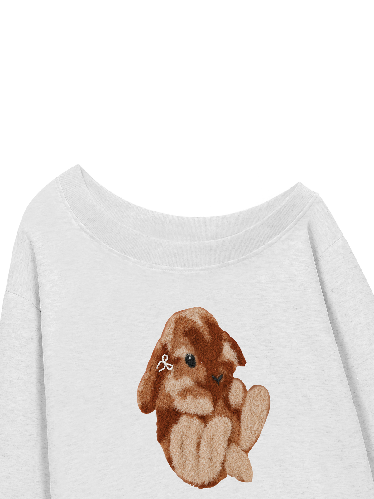 Áo Sweater Lệch Vai Nỉ Hai Da  Cute Bunny