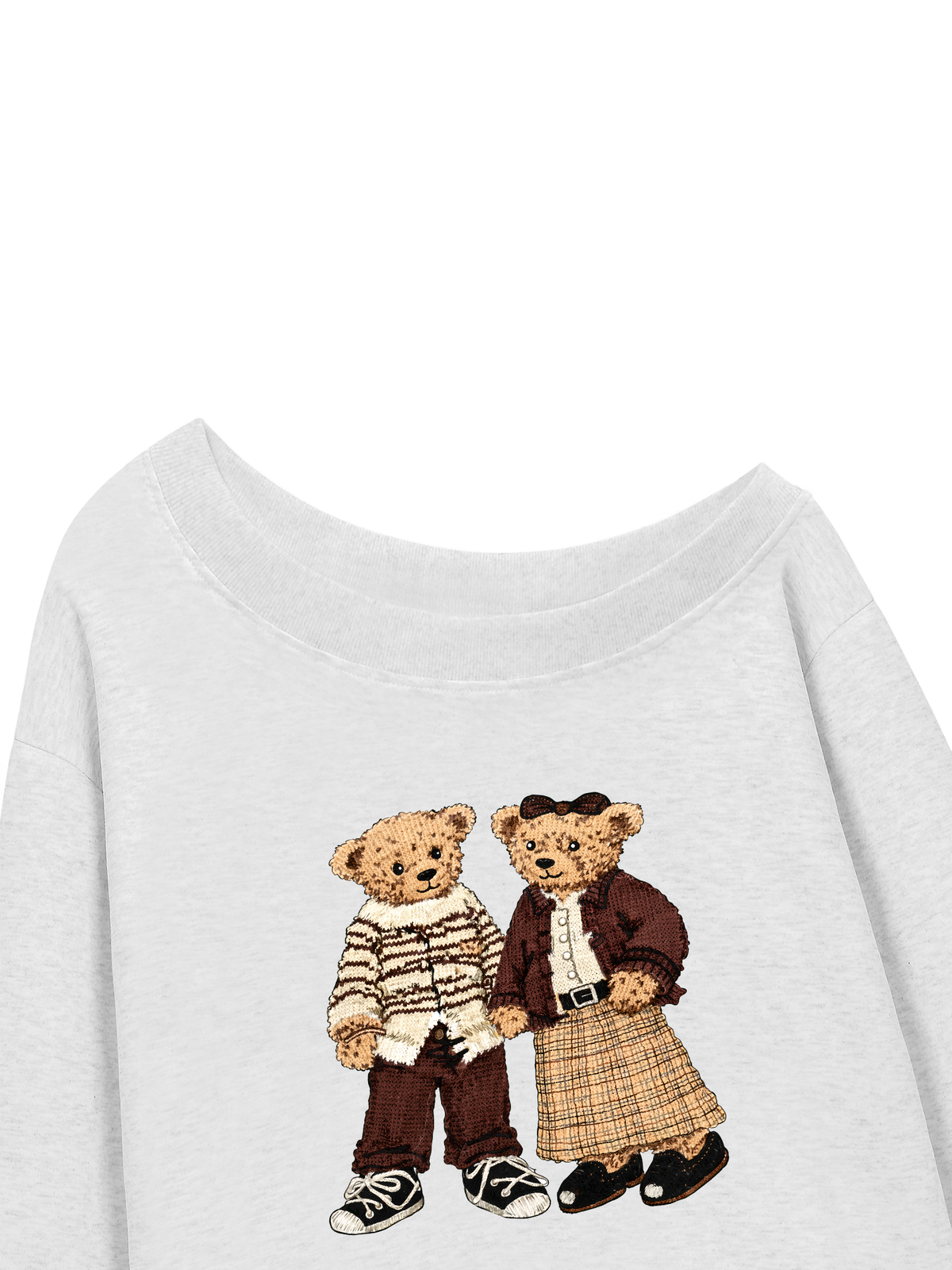 Áo Sweater Lệch Vai Nỉ Hai Da  Couple Bear