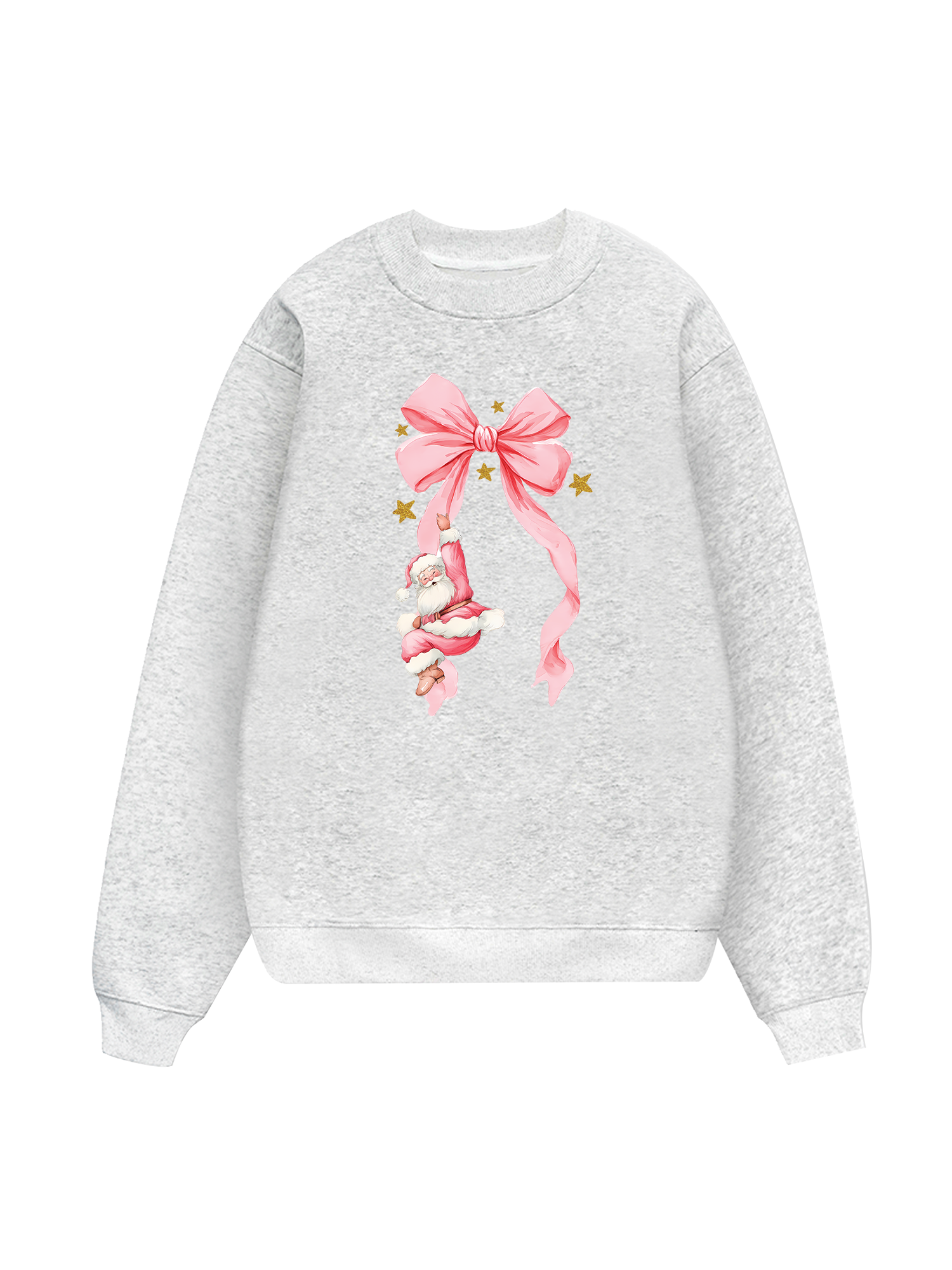 Xmas Pink Bow With Santa Sweater