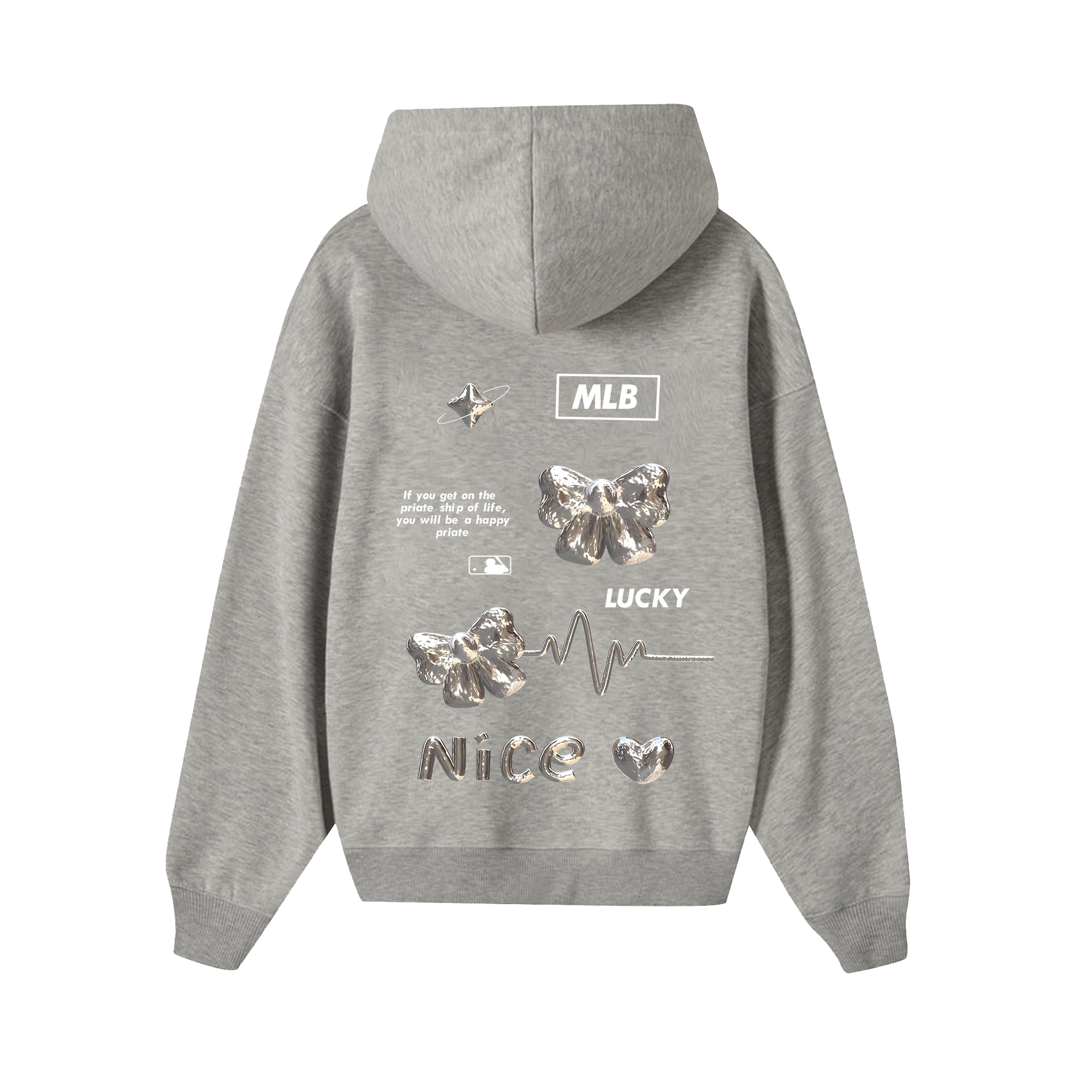 MLB Floral Silver Ribbon Hoodie