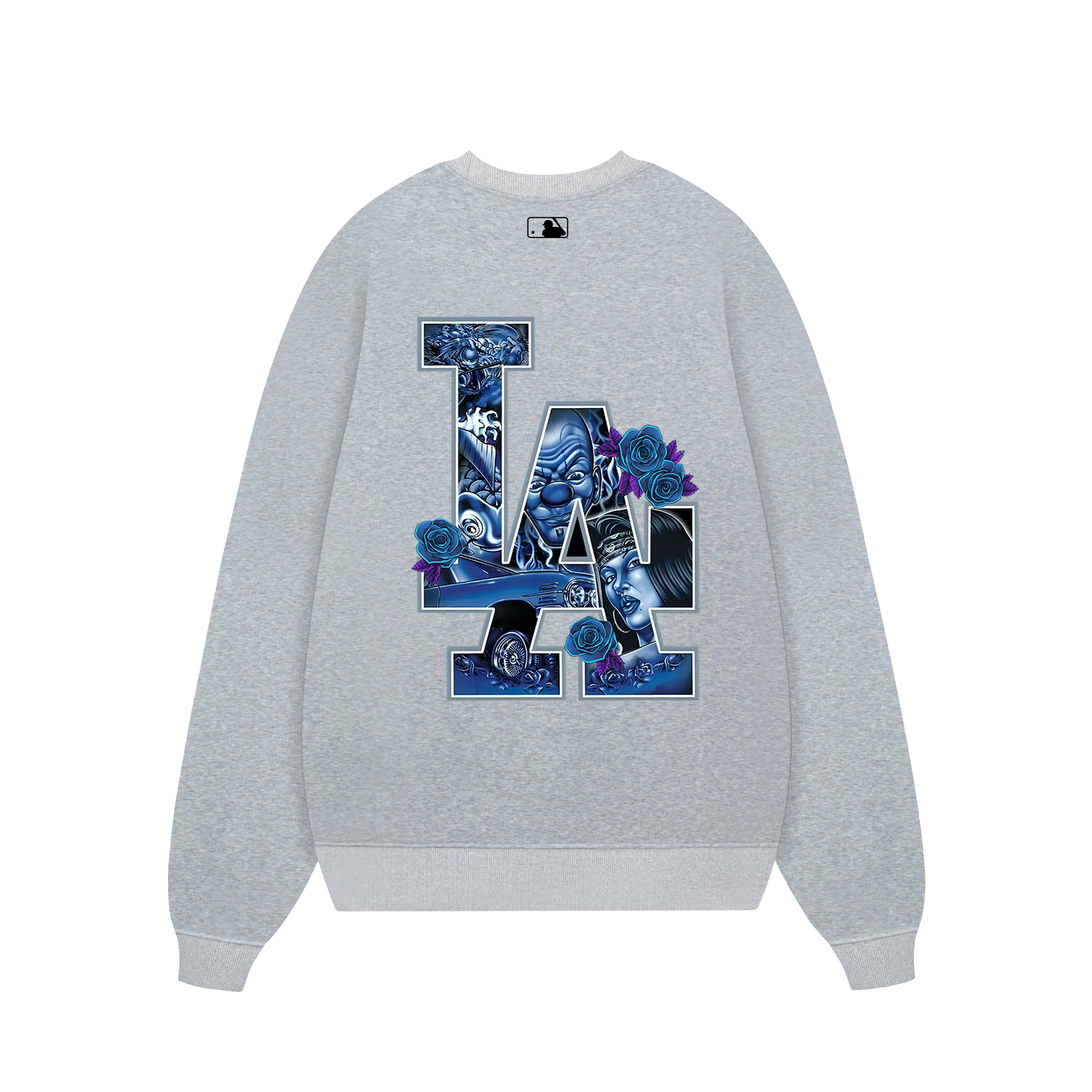 MBL FLoral Blue Rose Gangster Sweater