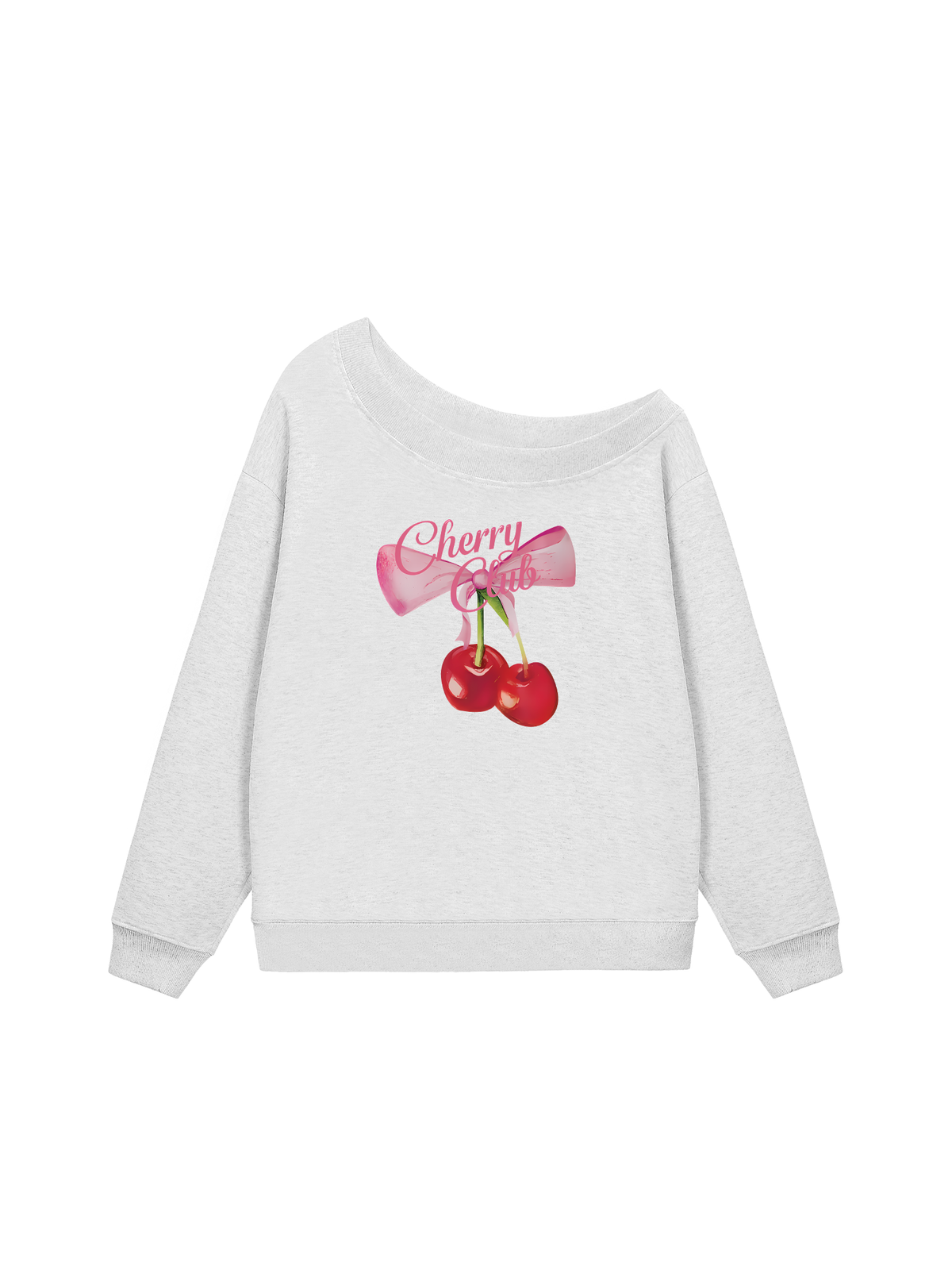 Áo Sweater Lệch Vai Nỉ Hai Da Cherry Club Coquette