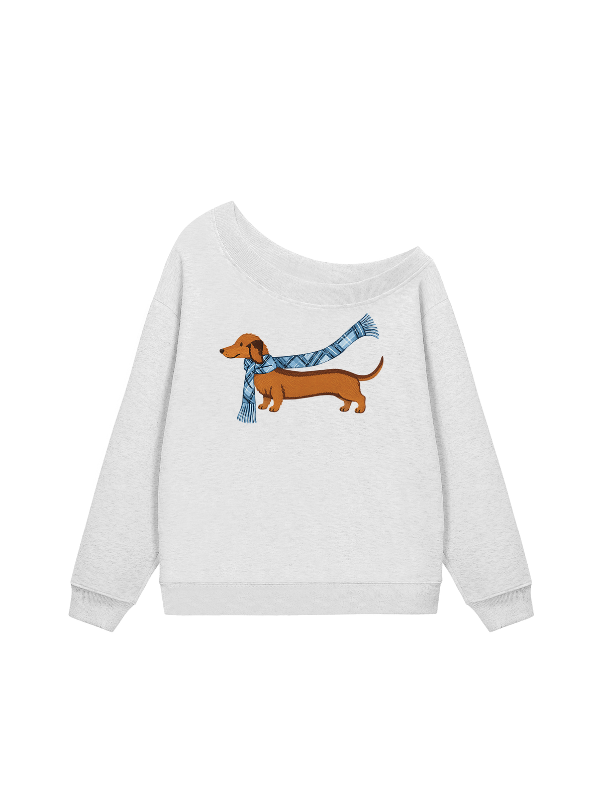 Áo Sweater Lệch Vai Nỉ Hai Da  Blue Plaid Outfit Puppy